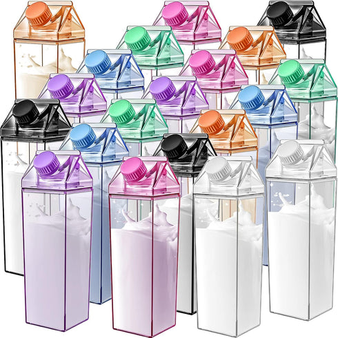 Foaincore 20 Pcs 17 oz Clear Milk Carton Water Bottles Bulk Plastic