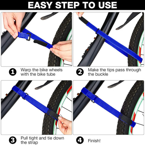 HESTYA 12 Pieces Adjustable Bike Rack Straps, 26 Inches Bike Wheel Stabilizer Straps for Transporting Bicycles