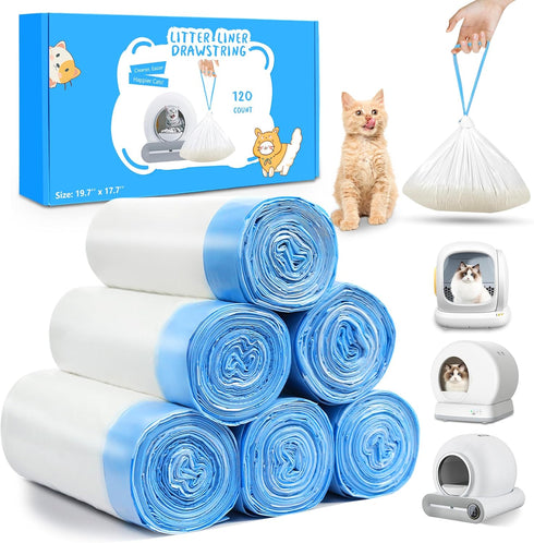 120count Automatic Litter Box Bags for Cat High-Density Polyethylene Compatible with MeoWant