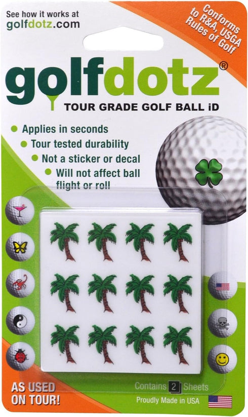 Golfdotz - USGA Rule Conforming Golf Ball Markers, Golf Ball Stickers for Marking Balls, Tropical Collection (18-32