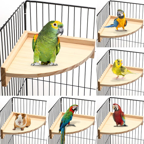 Wettarn 6 Pcs Bird Perch Platform Bird Corner Parrot Perch Corner Wooden
