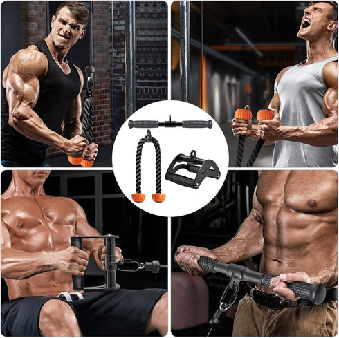 SELEWARE Triceps LAT Pulldown Attachments, Non-Slip Soft Rubber Grip Cable Machine Accessories for Home Gym