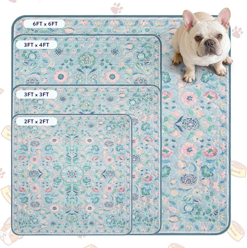 2 Pack (36"x36") Lahome Washable Reusable Pee Pads for Dogs - Blue Botanical Floral Puppy Pads, Super Absorbent