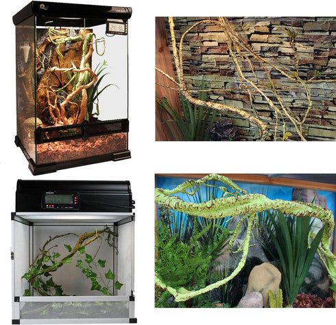 kathson 3 PCS Reptile Vines Plants - Flexible Bendable Jungle Climbing Vine Decor for Terrarium