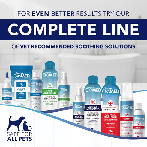 Set Set 2 TropiClean Oxymed Medicated Cat & Dog Shampoo and Conditioner for Itchy Skin, Skin Soothing Oatmeal Shampoo