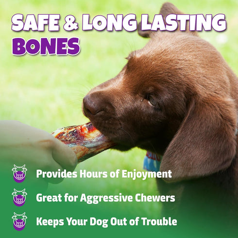 3-Inch, 6 Count Marrow Bones for Dogs Large, Medium, & Small, All-Natural, USA Made, Healthy Bone Marrow Dog Treats