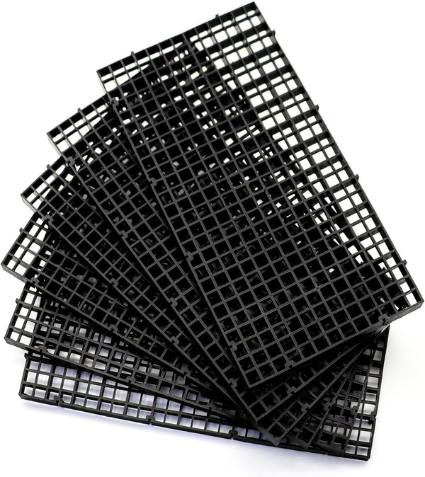 ALEGI Plastic Egg Crate Aquarium Fish Tank Divider, 6pcs Black Filter Bottom Tray