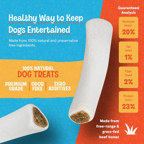 Stuffed Dog Bone, 5 to 6 Inches, Bacon and Cheese - Long Lasting Chew for Training and Treats