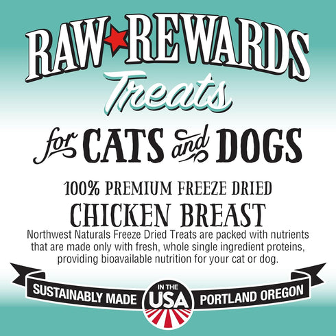 Raw Rewards Freeze-Dried Chicken Breast Treats by Northwest Naturals, 3 Oz, Pack of 3, Healthy Pet Food