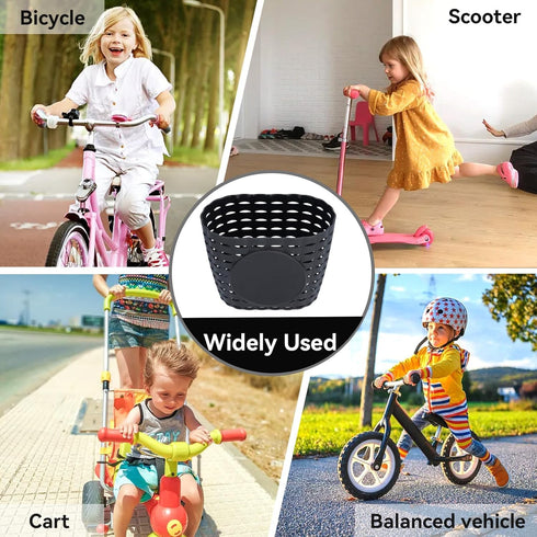 Kids Bike Basket Front, Plastic Scooter Basket for Toddler Bike Accessories, Black