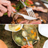 OUTXE Titanium Flatware Set - Polished Knife Fork Spoon Lightweight Camping Utility Cutlery with Bag