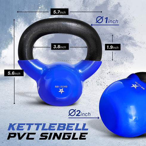 Yes4All Kettlebell Vinyl Coated Cast Iron – Great for Dumbbell Weights Exercises, Full Body Workout Equipment Push up, Grip Strength and Strength Training, PVC by Yes4All