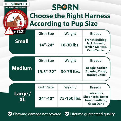 Sporn Medium Dog Harness, Black, Nylon with 4 Control Options & Easy-Grab Handle for Dogs up to 75 lbs