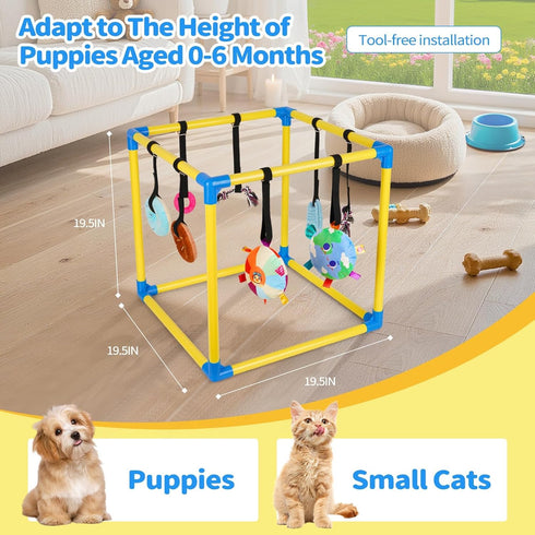 8 19.5"x19.5"x19.5" Liitrton Puppy Play Gym - Small Dogs Play Gym with Hanging Toys, Indoor Puppy Jungle Gym