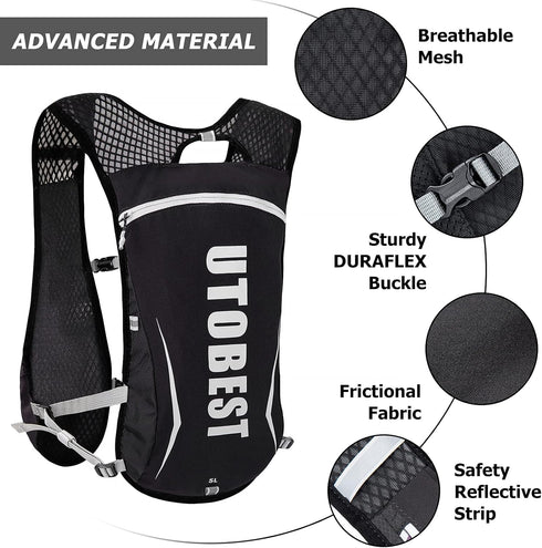UTOBEST Running Vest, 5L Hydration Backpack, Lightweight and Breathable for Trail Running