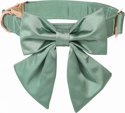 Lionet Paws Bowtie Dog Collar, Comfortable Silk Collar with Detachable Bow Tie for Small Dogs, Neck 10-16 Inches