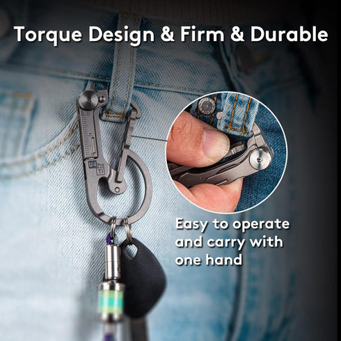 U4 RovyVon Pro+ Plus Titanium Carabiner Keychain Knife, EDC Multitool Pocket Clip with Replaceable Sharp Blade