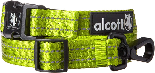 alcott Weekender Leash with Reflective Stitching & Neoprene Padding, Adjusts 3' to 5' Long, Green