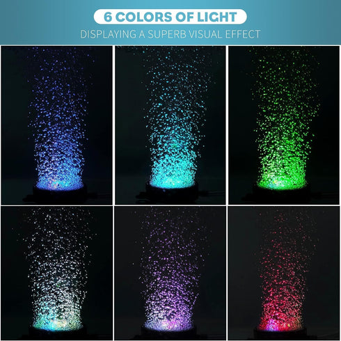 Pawfly 2 Inch Aquarium Air Stone Disc with LED Light, Fine Bubbler Diffuser with Tubing for Fish Tank