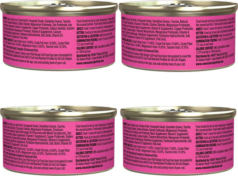 '-12 Pack Pack -4 (3oz Rawz Natural Premium Pate Canned Cat Wet Food Cans Variety Flavors - (Salmon, Chicken, Turkey