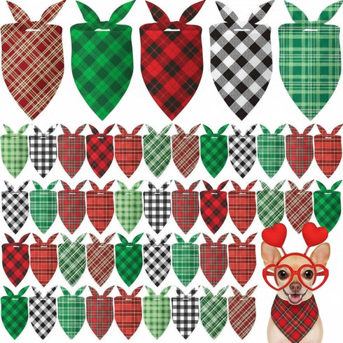 Weewooday 50 Pcs Valentine's & St. Patrick's Day Dog Bandanas Bulk Red &