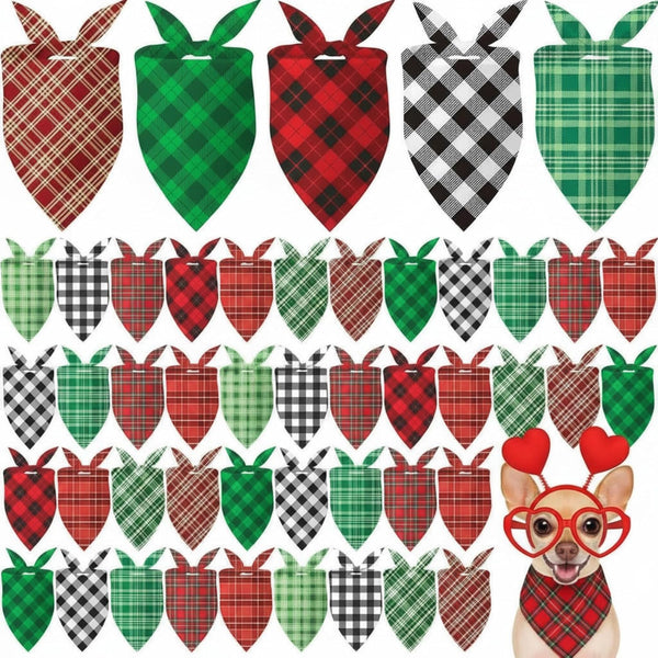 Weewooday 50 Pcs Valentine's & St. Patrick's Day Dog Bandanas Bulk Red &