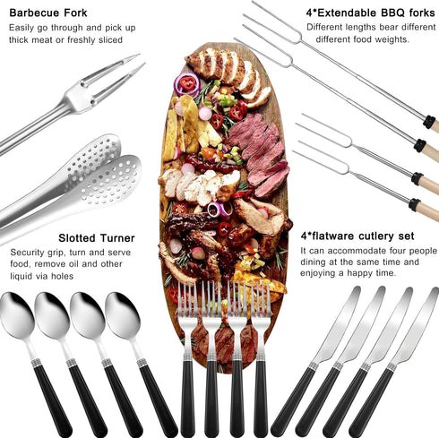 Set Set Camping Cooking Utensils - Camping Utensil Car Camping Cooking Essentials Gear for Camp Kitchen Cooking