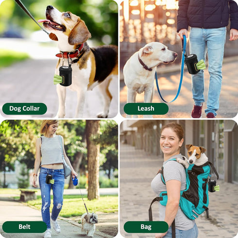 1680D Dog Poop Bag Holder for Leash - Doggy Poop Waste Bag Dispenser Zipper Pouch with Carabiner Clip, Nylon Oxford