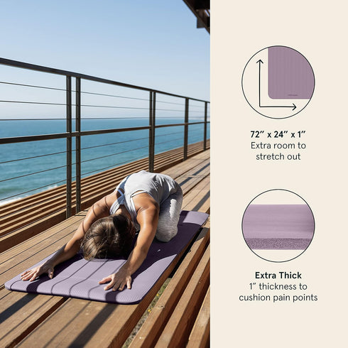 Retrospec Solana 1 Inch Yoga Mat for Home and Studio Use