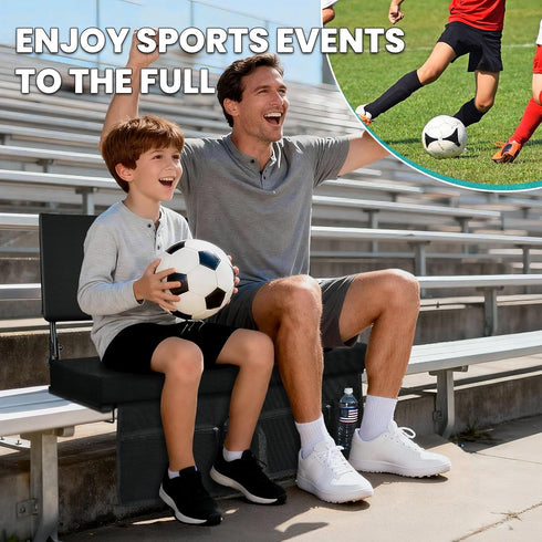 Support(16.5L 13.4W 15H), 360 Stadium Seats with Back Adjustable Backrest Stadium Chair with Shoulder Strap & Storage