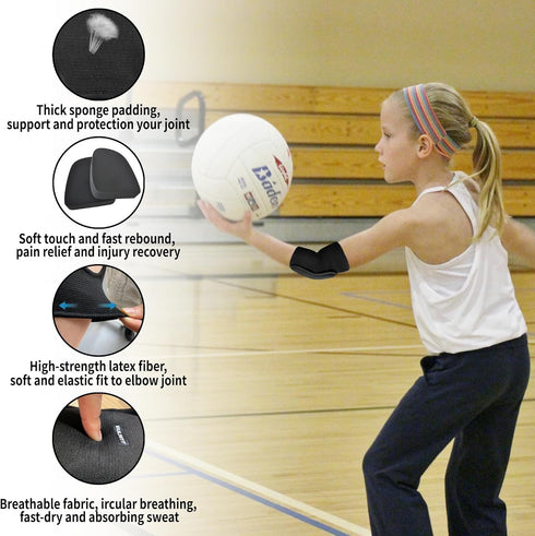 Kids Elbow Pads Breathable Arm and Elbow Protector for Boys, Girls, and Teens Crashproof Compression Sleeve for Skiing,Skating, Volleyball, Cycling Sports Safety Gear