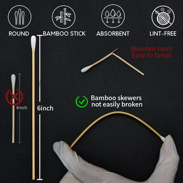 Gun Cleaning Supplies, Cotton Swabs and Patches, 6" Long Lint Free Cloth for Most Caliber Firearms