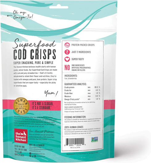 The Honest Kitchen Superfood Cod Crisps, Cod & Strawberry, 3 oz