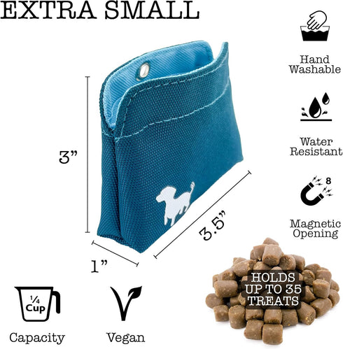 Pocket Sized Dog Treat Pouch with Magnetic Closure - Turquoise Dog Walking Treat Bag for Pet Training