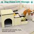 Fhiny 3-Steps Foldable Dog Stairs with Storage, Non-Slip Puppy Steps for High Bed & Couch, Khaki, Holds 160 lbs