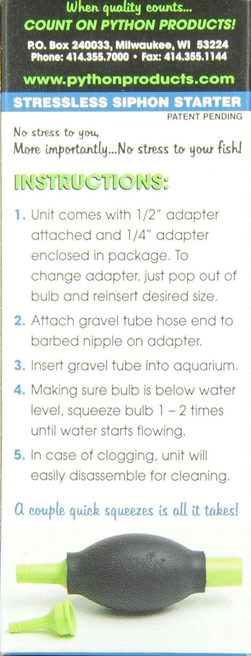 Python Squeeze Siphon Starter Adapter for Aquarium