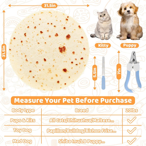 31.5" Large Cat Grooming Wrap for Cutting Nails, Self-Stick Dog Cat Burrito Wrap with Nail Clippers Kit, Soft Tortilla