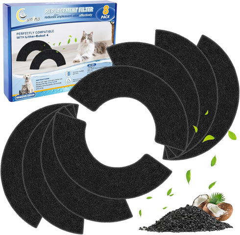 8-PACK Carbon Filters for Litter-Robot 4, Replacement Activated Carbon Filters for Self Cleaning Cat Litter Box