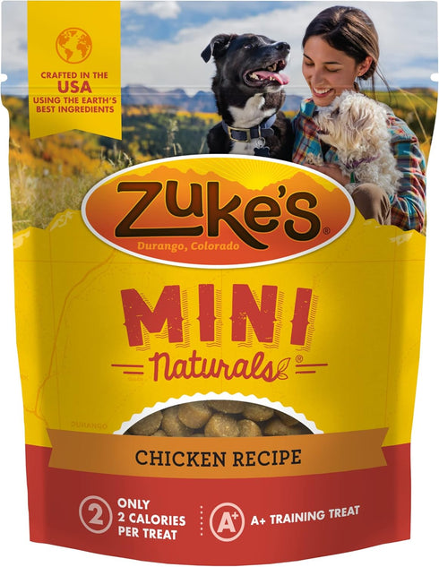 Zuke’s Mini Naturals Soft And Chewy Dog Treats for Training Pouch, Chicken Recipe - 6.0 OZ Bag