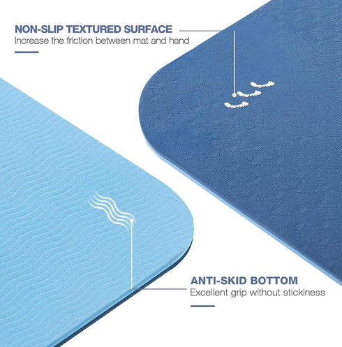 Yoga Mat Non Slip, Eco-Friendly Pilates Fitness Mats, Anti-Tear 1/4" Thick for Home Workout