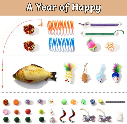 40 Cat Tunnel Bed with Pcs Interactive Cat Toys, Cat Tube with Kitten Toys for Indoor Kittens, Collapsible Play Tunnel