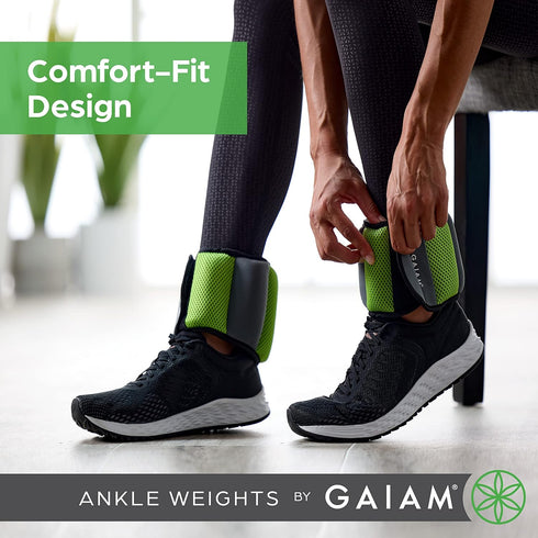 Gaiam Ankle Weights, Strength Training Weight Sets for Women & Men, Adjustable Straps for Walking, Running, Pilates