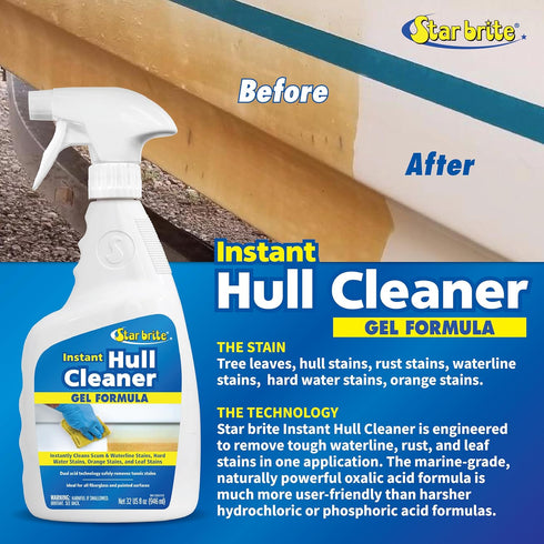 32 Oz (096132) STAR BRITE Instant Hull Cleaner - Gel Spray - Easily Remove Stains, Scum Lines & Grime on Boat Hulls