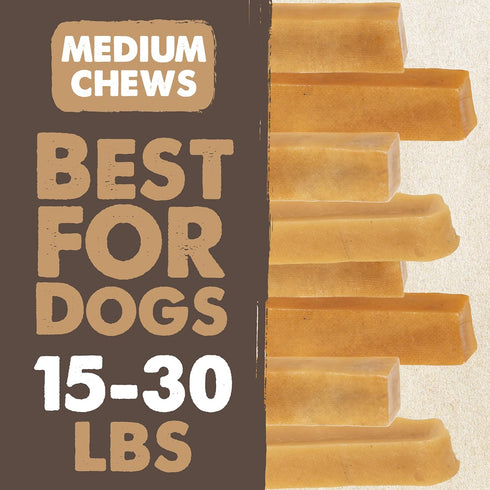 Mighty Paw Yak Cheese Chews for Dogs - All-Natural Long Lasting Treats for Puppies & Power-Chewers (Medium, 4 Pack)