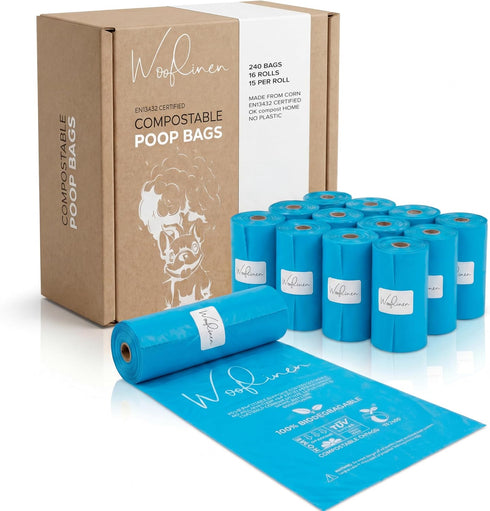 Wooflinen Unscented Compostable Dog Poop Bags Leak-Proof Dog Poop Bags Rolls Large
