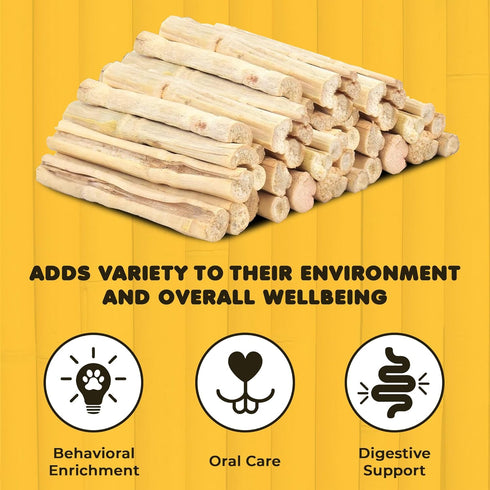 SunGrow Sweet Bamboo Chew Sticks for Rabbits, 100g, Bunny Molar Chew Sticks for Small Animals