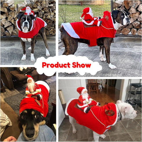 BWOGUE Santa Dog Costume Christmas Pet Clothes Santa Claus Riding Pet Cosplay Costumes for Small Medium Large Dogs Cats