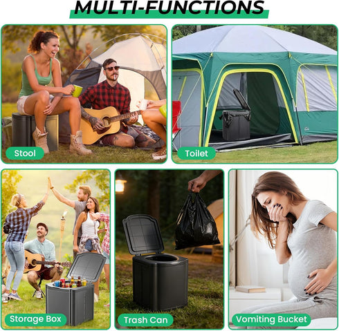 Cnyrbt Portable Camping Toilet with Lid,Portable Folding Toilet Travel Portable Potty for Adult Camping, Hiking, Car