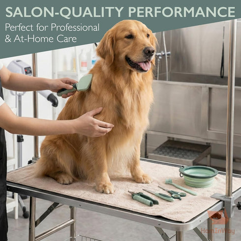 8-in-1 Set HamInWay Pet Grooming Kit for Dogs & Cats Includes Brushes, Combs, Nail Clippers & File Professional