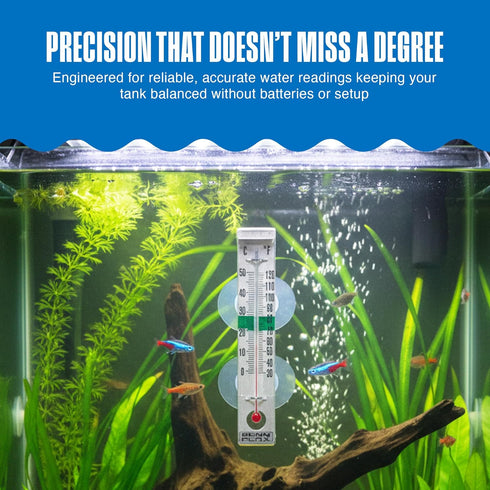 4.25 Inches Penn-Plax Therma-Temp Stainless Steel Thermometer - Accurate Aquarium Thermometer - Easy to Read - Dual